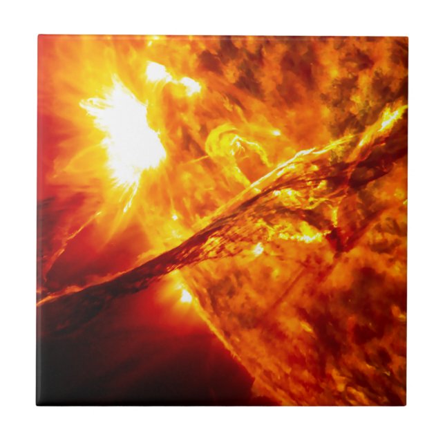Sonnenausbruch - Riesenprotuberanz Fliese (Vorderseite)