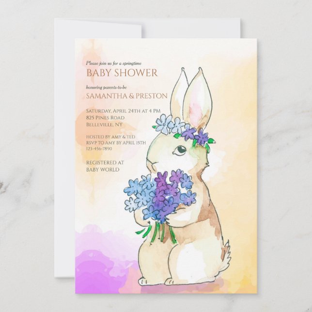 Sonnenbad mit Blume Bouquet Babydusche Einladung (Vorderseite)