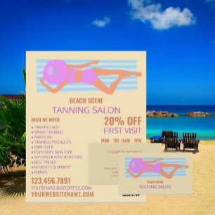 Sonnenbadende, Werbung für Sonnenstudio Flyer