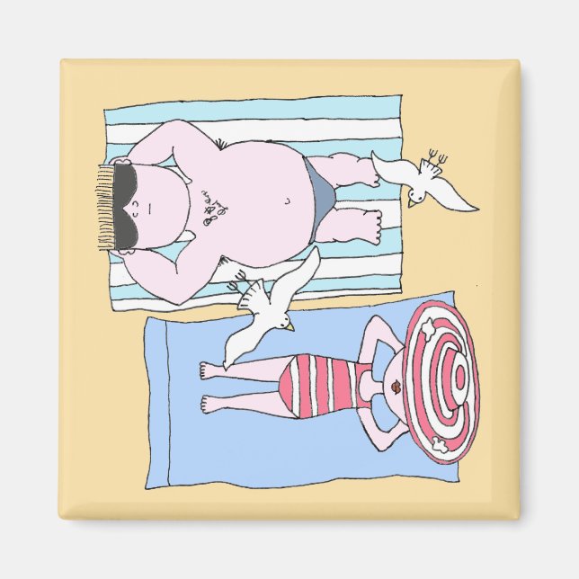 Sonnenbader bei Beach Hand Drawn Art Magnet (Vorne)