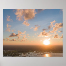 Sonnenbänke, Sonnenaufgang, blauer Himmel, flausch Poster