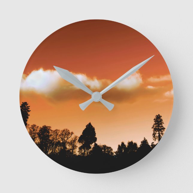 Sonnenbäume Runde Wanduhr (Vorderseite)