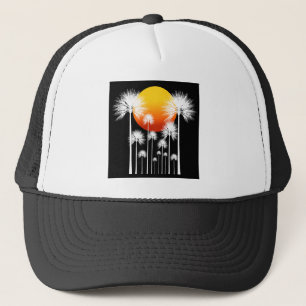 Sonnenbäume und weiße Silhouetten Truckerkappe