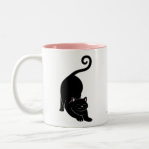 Sonnenbegrüßung nach unten schwarze Kitzkatze Yoga Zweifarbige Tasse