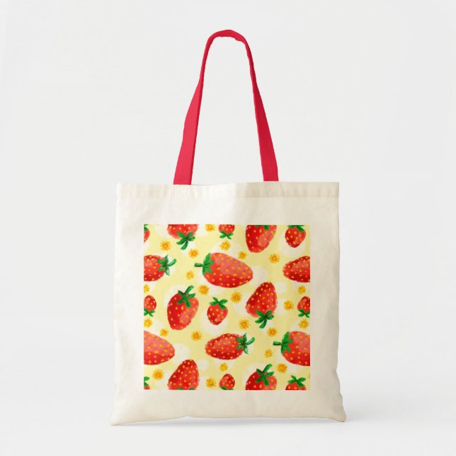 Sonnenbeleuchtete Erdbeeren & Daisies Tragetasche (Vorne)