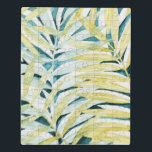 Sonnenbeleuchtete Palmen - Palmen Tree Blätter Puzzle<br><div class="desc">Sunlit Palms I von Grace Popp. Die Blätter der tropischen Palmen sind gelb-grün gehalten.</div>