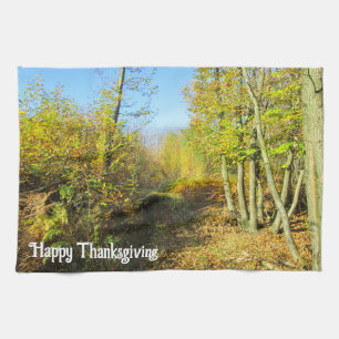 Sonnenbeleuchtete Wälder im Herbst - Personalisier Geschirrtuch