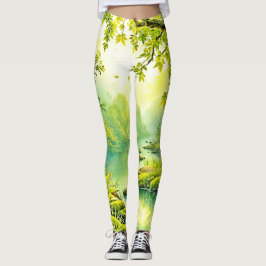Sonnenbeleuchtete Waldlandschaft Leggings