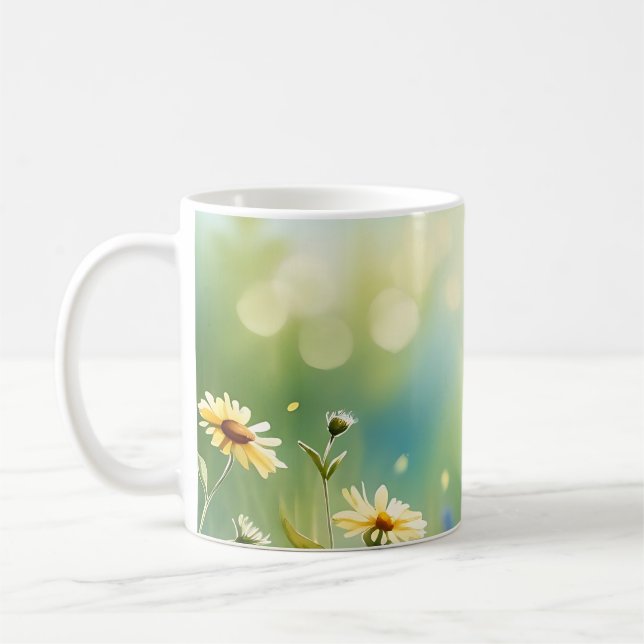 Sonnenbeleuchtete Wiesenfarbe Kaffeetasse (Links)