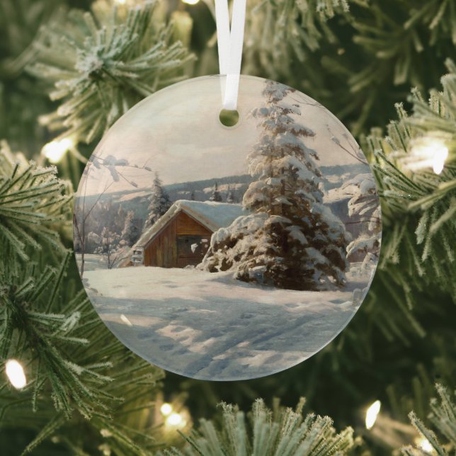 Sonnenbeleuchtete Winterlandschaft von Peder Mork  Ornament Aus Glas (InSitu)