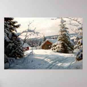 Sonnenbeleuchtete Winterlandschaft von Peder Mork  Poster