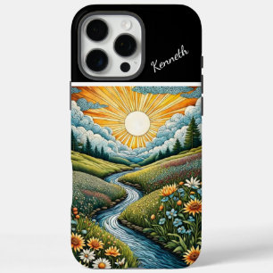 Sonnenbeleuchteter Bach durch Wildblumen iPhone 16 Pro Max Hülle