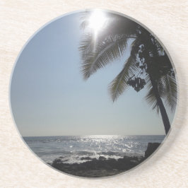 Sonnenbeleuchteter Palmenbaum Getränkeuntersetzer