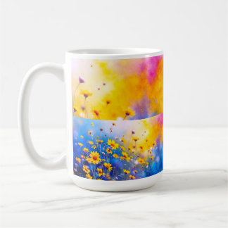 Sonnenbeschienene abstrakte Blütenpaneele Kaffeetasse
