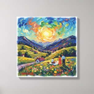 Sonnenbeschienene Alpenwiesenlandschaft Vaduz Lein Leinwanddruck