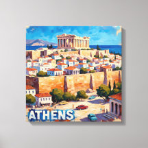 Sonnenbeschienene Athener Akropolis Ansicht Leinwa
