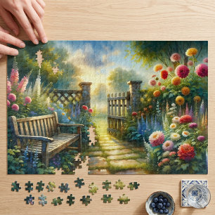Sonnenbeschienene Gartentor Szene