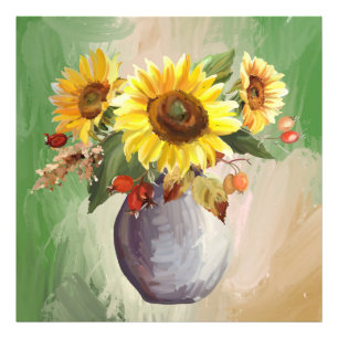 Sonnenbeschienene Ruhe: Sonnenblumen in Blüte Fotodruck