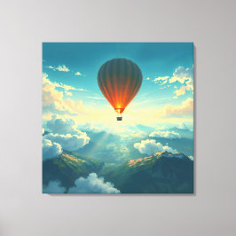Sonnenbeschienener Ballonflug - Traumhafte Illustr Leinwanddruck