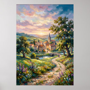 Sonnenbeschienener Cottage-Gartenweg-Poster Poster