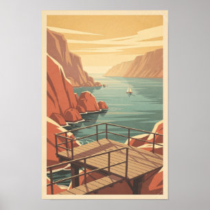 Sonnenbeschienener Korallenbucht-Aussichtsdeck-Pos Poster