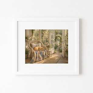 Sonnenbeschienenes Schlafzimmer-Wasserfarben-Kunst Poster