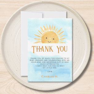 Sonnenblaue Babyparty Dankeschön Dankeskarte
