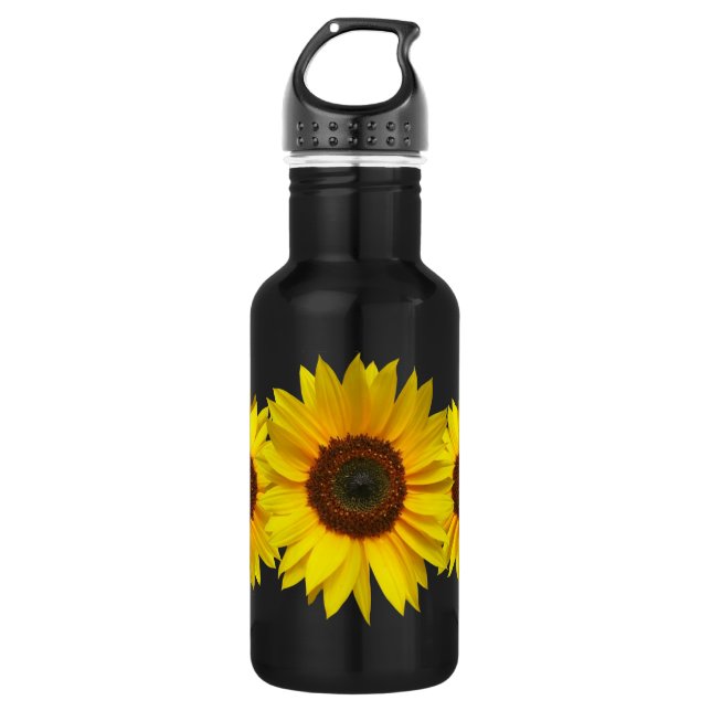 Sonnenblume 18 Unze. Schwarzes Edelstahlflasche (Vorderseite)
