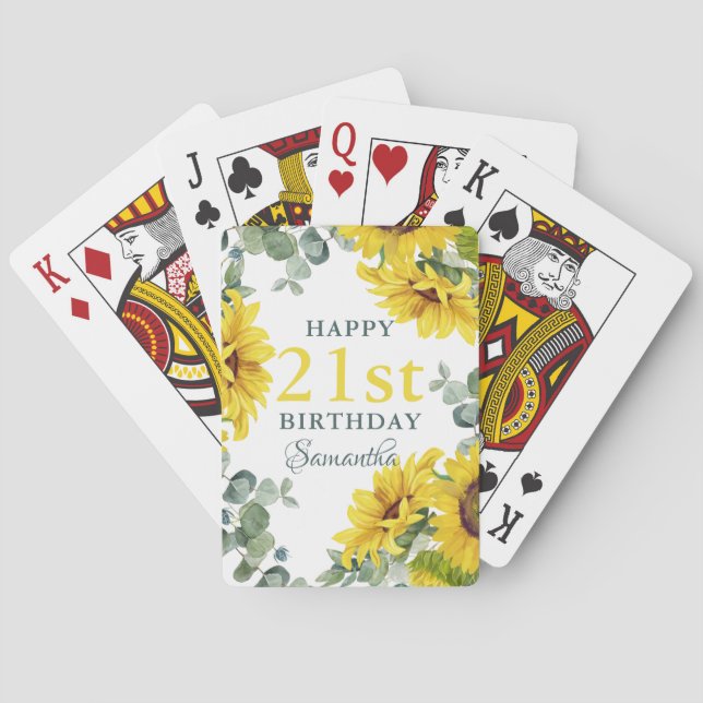 Sonnenblume 21. Geburtstag Party Spielkarten (Rückseite)