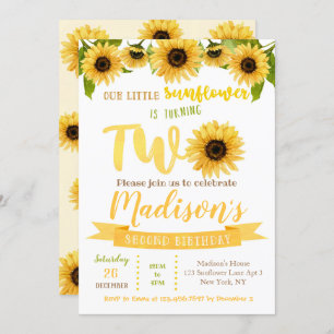 Sonnenblume 2. Geburtstag Party Einladung