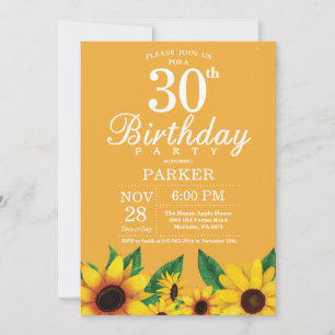 Sonnenblume 30. Geburtstag Einladung