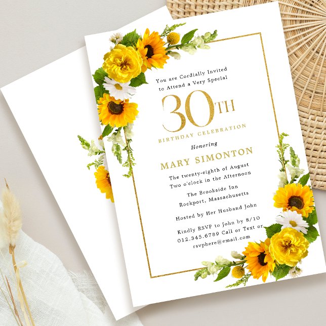 Sonnenblume 30. Sommer Geburtstagsparty Einladung (Guaranteed to impress your guests!)