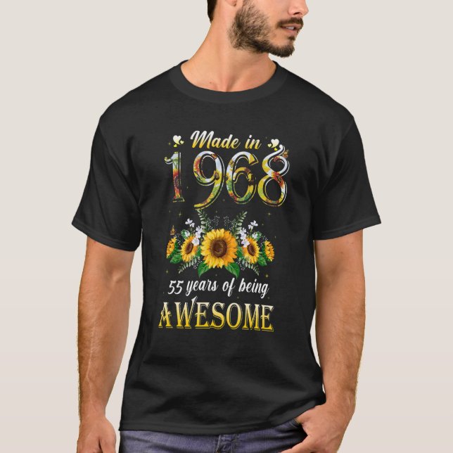 Sonnenblume 55. Geburtstag für Frauen Blumenbester T-Shirt (Vorderseite)