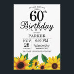 Sonnenblume 60. Geburtstag Einladung<br><div class="desc">Sonnenblume 60. Geburtstag Einladung. Blume mit Blumen und weißem Hintergrund. Vintages Retro. Frauen zum Geburtstag. 12. 13. 15. 16. 18. 20. 21. 30. 40. 50. 60. 70. 80. 90. 100., jedes Alter. Printable Digital. Für weitere Anpassungen klicken Sie bitte auf die Schaltfläche "Anpassen" und verwenden Sie unser Designwerkzeug, um diese...</div>