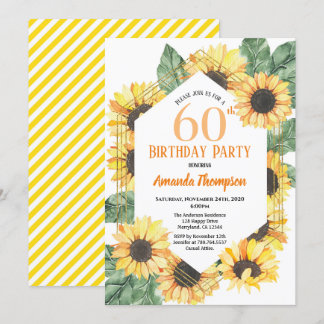 Sonnenblume 60. Geburtstagsfeier Frauen Einladung