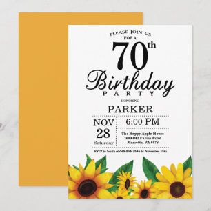 Sonnenblume 70. Geburtstag Einladung
