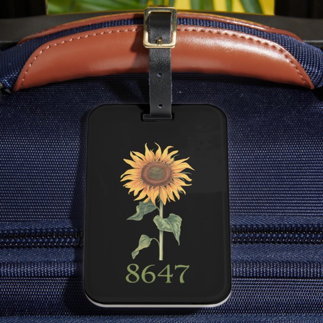 Sonnenblume 8647 86 47 Subtle Anti Trump Floral Bo Gepäckanhänger (Vorderseite Insitu 2)