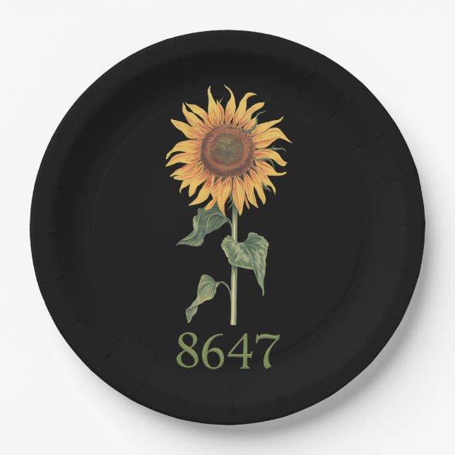 Sonnenblume 8647 86 47 Subtle Anti Trump Floral Bo Pappteller (Vorderseite)