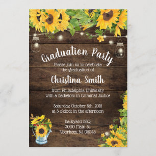 Sonnenblume-Abschluss-Party - Land rustikal Einladung