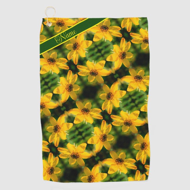 Sonnenblume Abstrakt Personalisiert Golfhandtuch (Vorderseite)