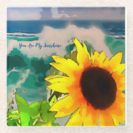 Sonnenblume am Strand du bist mein Sonnenschein Glasuntersetzer