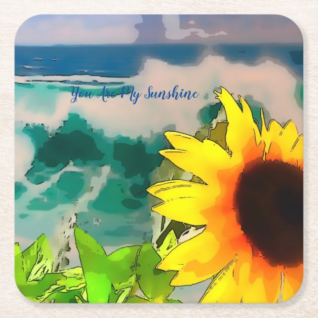 Sonnenblume am Strand du bist mein Sonnenschein Rechteckiger Pappuntersetzer (Vorderseite)