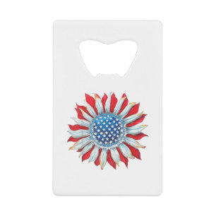 Sonnenblume American Flag 4. Juli Frauen Männer Me Geldbeutel Flaschenöffner