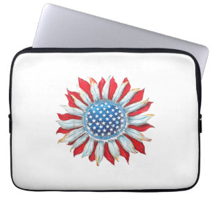 Sonnenblume American Flag 4. Juli Frauen Männer Me Laptopschutzhülle