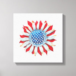 Sonnenblume American Flag 4. Juli Frauen Männer Me Leinwanddruck