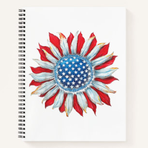 Sonnenblume American Flag 4. Juli Frauen Männer Me Notizbuch
