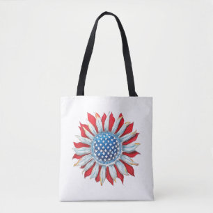 Sonnenblume American Flag 4. Juli Frauen Männer Me Tasche