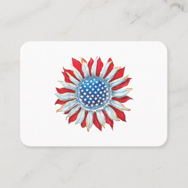 Sonnenblume American Flag 4. Juli Frauen Männer Me Visitenkarte (Vorderseite)