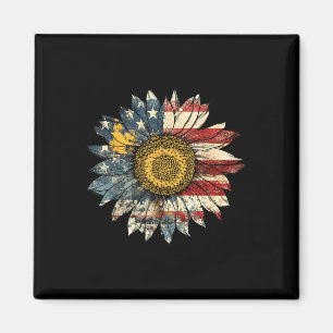 Sonnenblume American Flag 4. Juli USA Frauen Männe Magnet