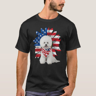Sonnenblume American Flag Bichon Frise 4. Juli P T-Shirt